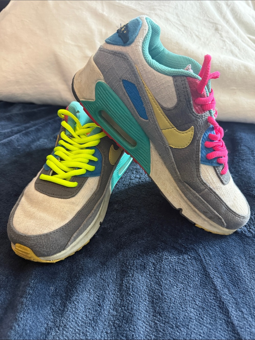 Nike Air Max 90 Air Sprung Iron Gray Caterpillar Colorblock Sneakers Youth 5.5
